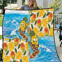 Aloha Hawaii Summer Quilt Hawaiian Lei Surfing Mango Palaka Motifs LT14 Blue - Polynesian Pride