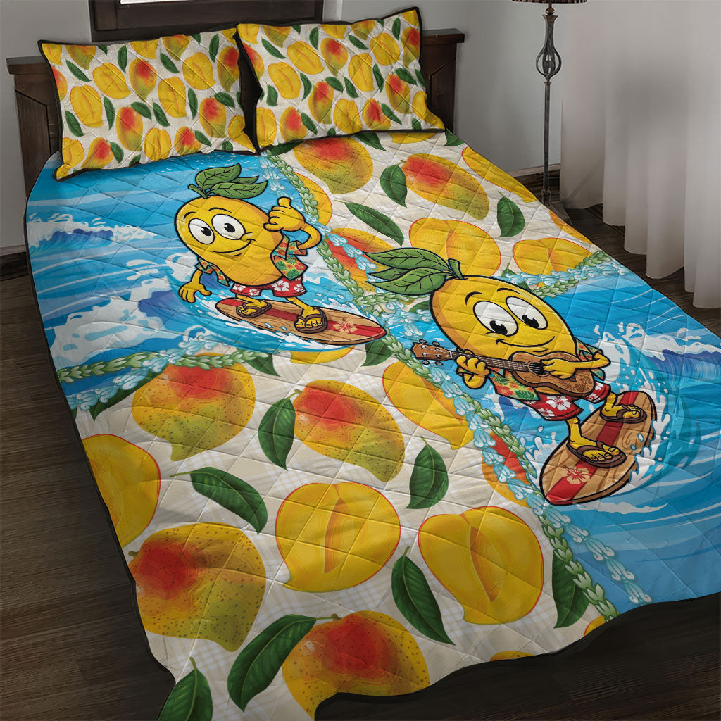 Aloha Hawaii Summer Quilt Bed Set Hawaiian Lei Surfing Mango Palaka Motifs LT14 Blue - Polynesian Pride