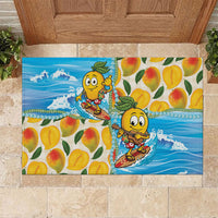 Aloha Hawaii Summer Rubber Doormat Hawaiian Lei Surfing Mango Palaka Motifs LT14 Blue - Polynesian Pride