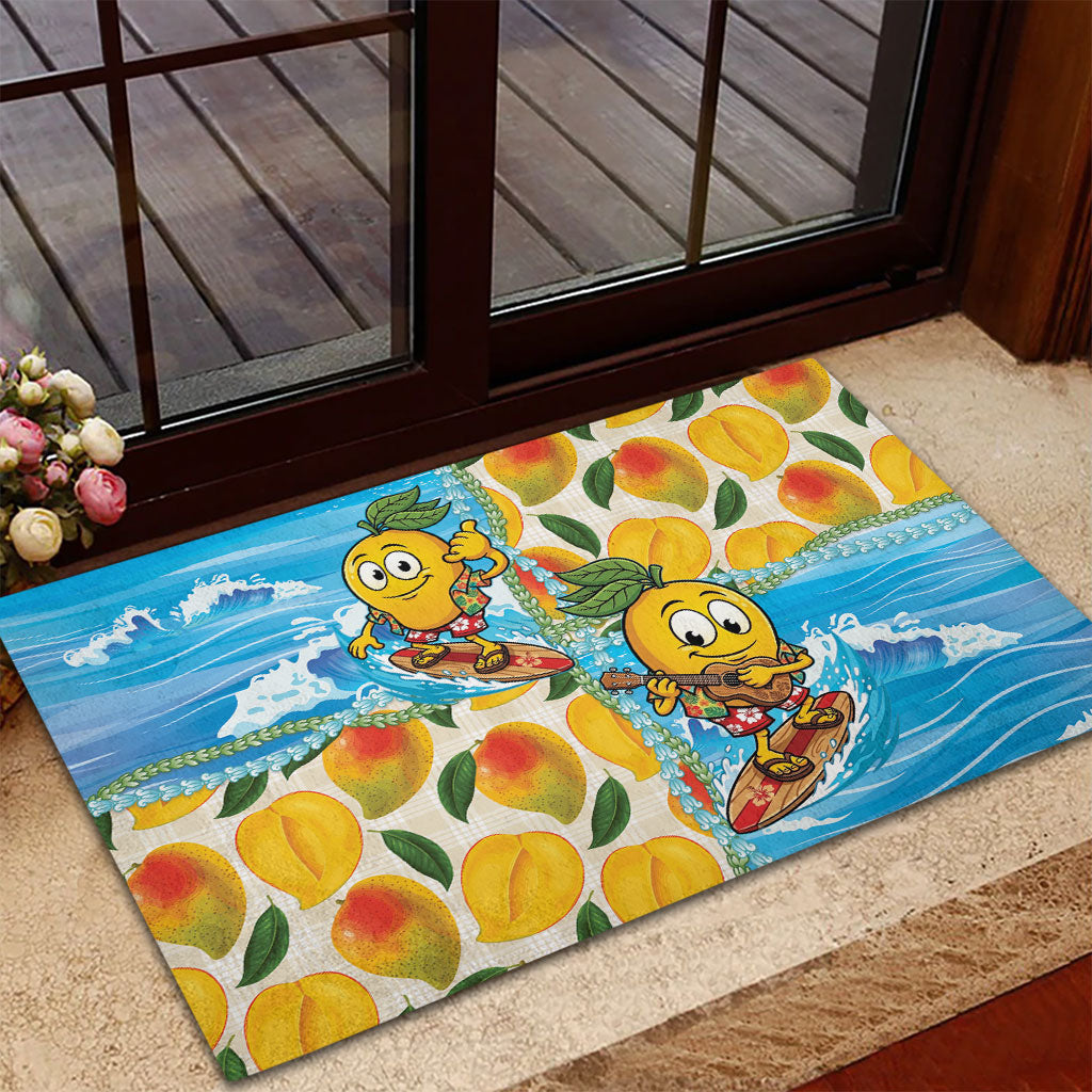 Aloha Hawaii Summer Rubber Doormat Hawaiian Lei Surfing Mango Palaka Motifs LT14 - Polynesian Pride