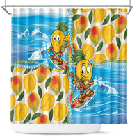 Aloha Hawaii Summer Shower Curtain Hawaiian Lei Surfing Mango Palaka Motifs LT14 Blue - Polynesian Pride