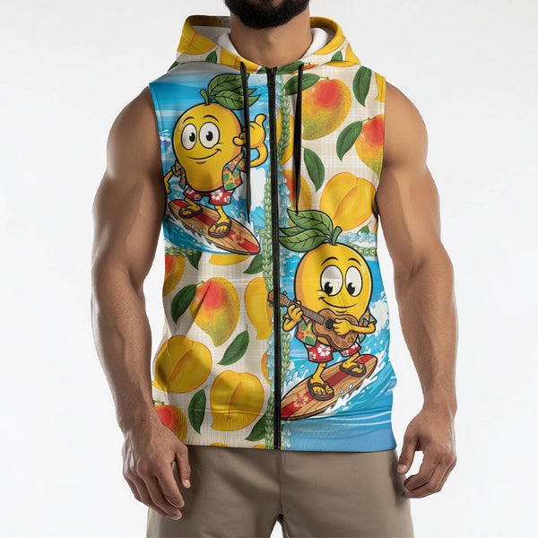Aloha Hawaii Summer Sleeveless Zip Hoodie Hawaiian Lei Surfing