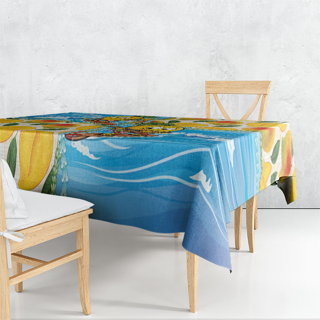 Aloha Hawaii Summer Tablecloth Hawaiian Lei Surfing Mango Palaka Motifs LT14 - Polynesian Pride