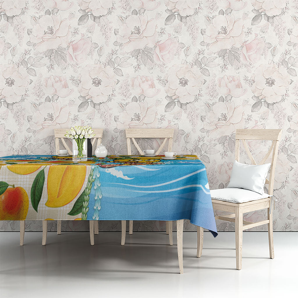 Aloha Hawaii Summer Tablecloth Hawaiian Lei Surfing Mango Palaka Motifs LT14 - Polynesian Pride