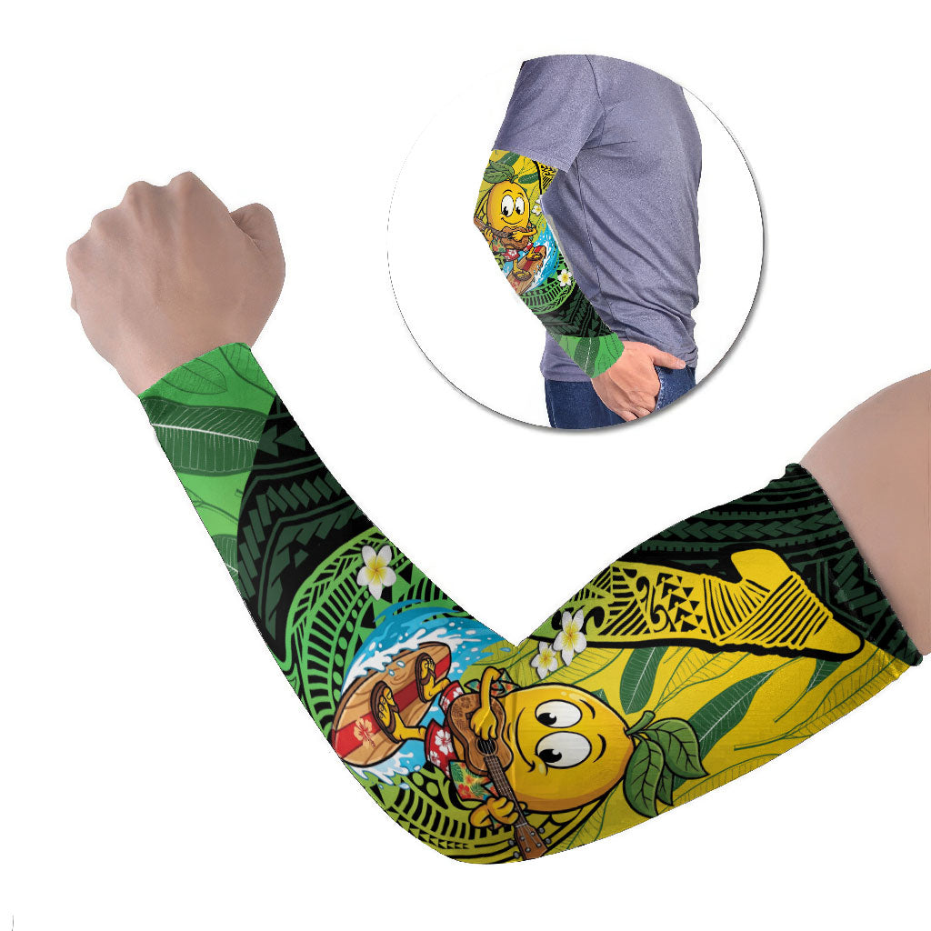 Hawaii Surfing Mango Arm Sleeves Manako Polynesian Fish Hook LT14 Set of 2 Green - Polynesian Pride