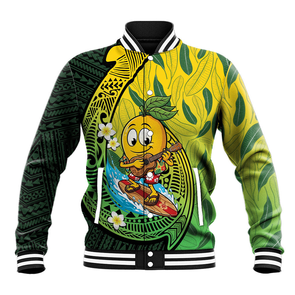 Hawaii Surfing Mango Baseball Jacket Manako Polynesian Fish Hook LT14 Unisex Green - Polynesian Pride