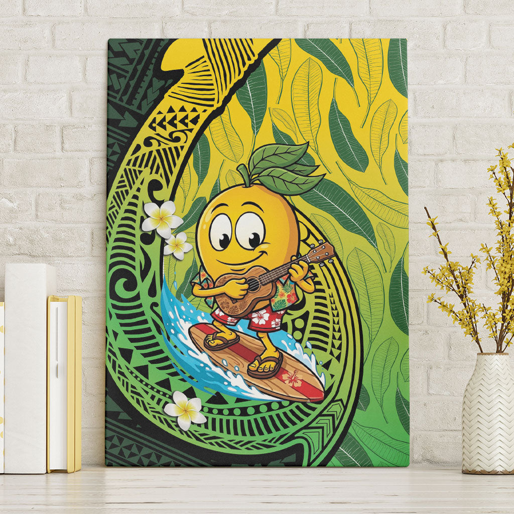 Hawaii Surfing Mango Canvas Wall Art Manako Polynesian Fish Hook LT14 Without Frame Green - Polynesian Pride