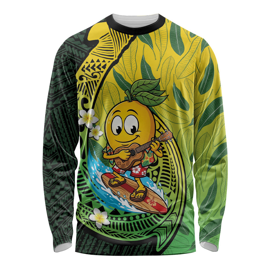 Hawaii Surfing Mango Long Sleeve Shirt Manako Polynesian Fish Hook LT14 Unisex Green - Polynesian Pride