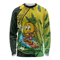 Hawaii Surfing Mango Long Sleeve Shirt Manako Polynesian Fish Hook LT14 Unisex Green - Polynesian Pride