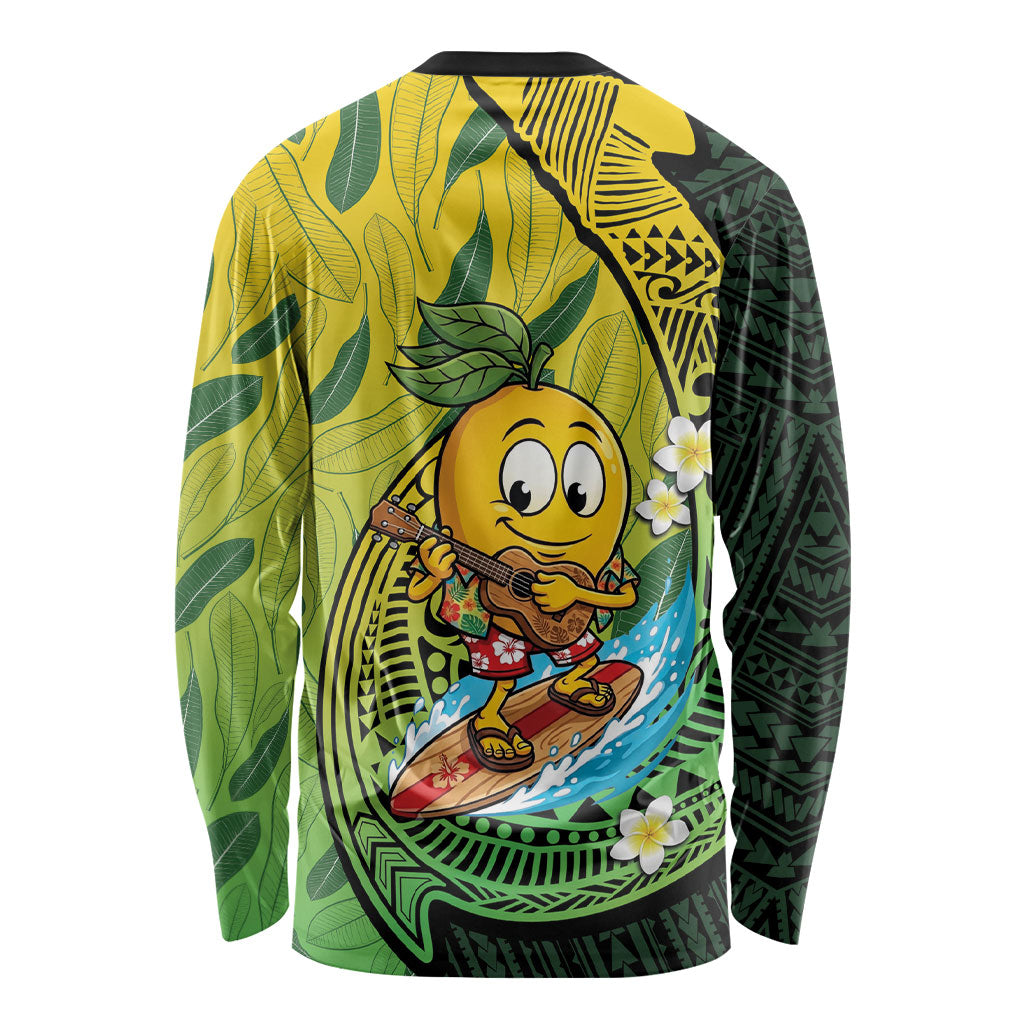 Hawaii Surfing Mango Long Sleeve Shirt Manako Polynesian Fish Hook LT14 - Polynesian Pride