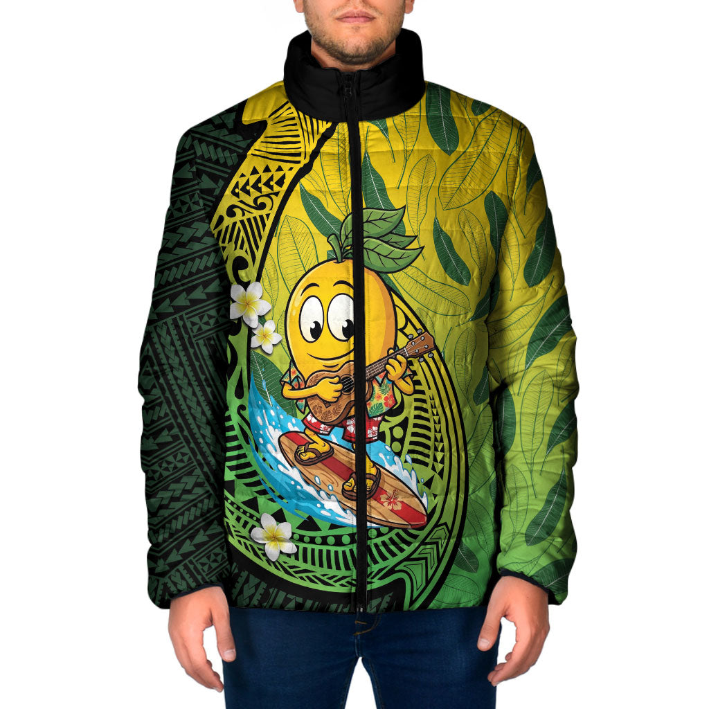 Hawaii Surfing Mango Padded Jacket Manako Polynesian Fish Hook LT14 Men Green - Polynesian Pride