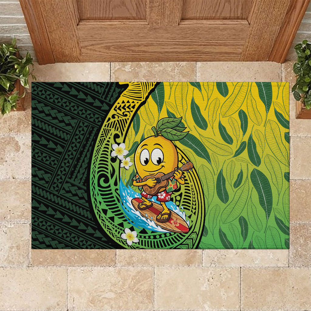 Hawaii Surfing Mango Rubber Doormat Manako Polynesian Fish Hook LT14 Green - Polynesian Pride