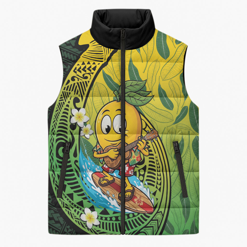 Hawaii Surfing Mango Sleeveless Puffer Jacket Manako Polynesian Fish Hook LT14 Unisex Green - Polynesian Pride