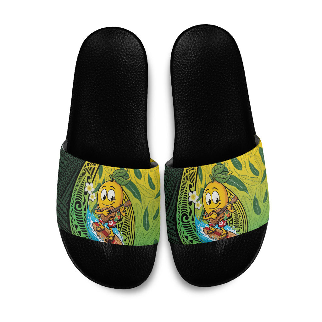 Hawaii Surfing Mango Slide Sandals Manako Polynesian Fish Hook LT14 Green - Polynesian Pride