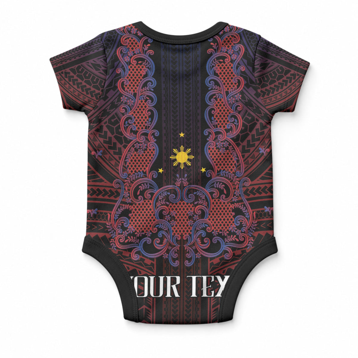 Filipino Barong Tagalog Inspired Personalised Baby Onesie Mabuhay Philippines Festival Polynesian Pattern LT14 - Polynesian Pride