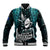 New Zealand Silver Fern Rugby Baseball Jacket Aotearoa All Black Dabbing Ball With Maori Paua Shell LT14 Unisex Turquoise - Polynesian Pride