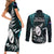 New Zealand Silver Fern Rugby Couples Matching Short Sleeve Bodycon Dress and Long Sleeve Button Shirts Aotearoa All Black Dabbing Ball With Maori Paua Shell LT14 - Polynesian Pride