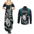 New Zealand Silver Fern Rugby Couples Matching Summer Maxi Dress and Long Sleeve Button Shirts Aotearoa All Black Dabbing Ball With Maori Paua Shell LT14 - Polynesian Pride