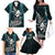 New Zealand Silver Fern Rugby Family Matching Off Shoulder Long Sleeve Dress and Hawaiian Shirt Aotearoa All Black Dabbing Ball With Maori Paua Shell LT14 - Polynesian Pride