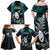 New Zealand Silver Fern Rugby Family Matching Off Shoulder Long Sleeve Dress and Hawaiian Shirt Aotearoa All Black Dabbing Ball With Maori Paua Shell LT14 - Polynesian Pride