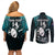 Custom New Zealand Silver Fern Rugby Couples Matching Off Shoulder Short Dress and Long Sleeve Button Shirts Aotearoa All Black Dabbing Ball With Maori Paua Shell LT14 - Polynesian Pride