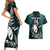 Custom New Zealand Silver Fern Rugby Couples Matching Short Sleeve Bodycon Dress and Hawaiian Shirt Aotearoa All Black Dabbing Ball With Maori Paua Shell LT14 - Polynesian Pride