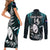 Custom New Zealand Silver Fern Rugby Couples Matching Short Sleeve Bodycon Dress and Long Sleeve Button Shirts Aotearoa All Black Dabbing Ball With Maori Paua Shell LT14 - Polynesian Pride