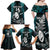 Custom New Zealand Silver Fern Rugby Family Matching Off Shoulder Maxi Dress and Hawaiian Shirt Aotearoa All Black Dabbing Ball With Maori Paua Shell LT14 - Polynesian Pride