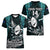 Custom New Zealand Silver Fern Rugby Women V Neck T Shirt Aotearoa All Black Dabbing Ball With Maori Paua Shell LT14 - Polynesian Pride