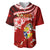 Tonga Rugby Baseball Jersey Ikale Tahi Tongan Ngatu Pattern With Dabbing Ball LT14 Red - Polynesian Pride