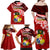 Tonga Rugby Family Matching Off Shoulder Long Sleeve Dress and Hawaiian Shirt Ikale Tahi Tongan Ngatu Pattern With Dabbing Ball LT14 - Polynesian Pride