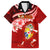 Tonga Rugby Family Matching Off Shoulder Long Sleeve Dress and Hawaiian Shirt Ikale Tahi Tongan Ngatu Pattern With Dabbing Ball LT14 Dad's Shirt - Short Sleeve Red - Polynesian Pride