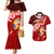 Custom Tonga Rugby Couples Matching Mermaid Dress and Hawaiian Shirt Ikale Tahi Tongan Ngatu Pattern With Dabbing Ball LT14 Red - Polynesian Pride