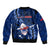 Samoa Rugby Bomber Jacket Manu Samoa Ula Fala Dabbing Ball Polynesian Blue Version LT14 - Polynesian Pride