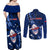 Samoa Rugby Couples Matching Off Shoulder Maxi Dress and Long Sleeve Button Shirts Manu Samoa Ula Fala Dabbing Ball Polynesian Blue Version LT14 - Polynesian Pride