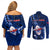 Samoa Rugby Couples Matching Off Shoulder Short Dress and Long Sleeve Button Shirts Manu Samoa Ula Fala Dabbing Ball Polynesian Blue Version LT14 - Polynesian Pride