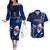 Samoa Rugby Couples Matching Off The Shoulder Long Sleeve Dress and Hawaiian Shirt Manu Samoa Ula Fala Dabbing Ball Polynesian Blue Version LT14 Blue - Polynesian Pride