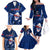 Samoa Rugby Family Matching Off Shoulder Long Sleeve Dress and Hawaiian Shirt Manu Samoa Ula Fala Dabbing Ball Polynesian Blue Version LT14 - Polynesian Pride