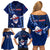 Samoa Rugby Family Matching Off Shoulder Short Dress and Hawaiian Shirt Manu Samoa Ula Fala Dabbing Ball Polynesian Blue Version LT14 - Polynesian Pride