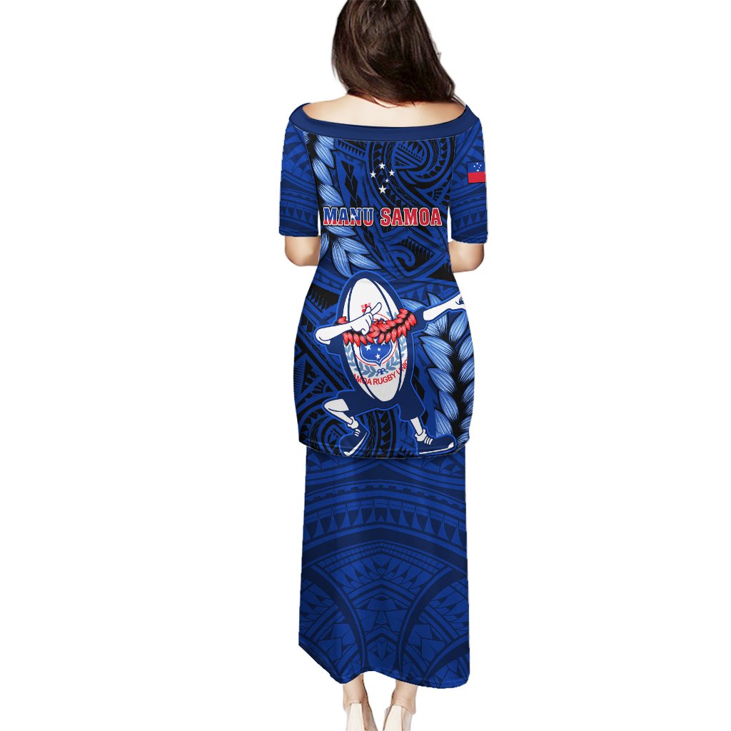 Samoa Rugby Puletasi Manu Samoa Ula Fala Dabbing Ball Polynesian Blue Version LT14 - Polynesian Pride