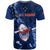 Samoa Rugby T Shirt Manu Samoa Ula Fala Dabbing Ball Polynesian Blue Version LT14 - Polynesian Pride