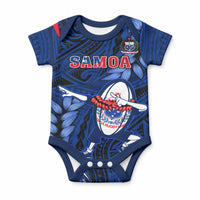 Custom Samoa Rugby Baby Onesie Manu Samoa Ula Fala Dabbing Ball Polynesian Blue Version LT14 Blue - Polynesian Pride