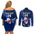 Custom Samoa Rugby Couples Matching Off Shoulder Short Dress and Long Sleeve Button Shirts Manu Samoa Ula Fala Dabbing Ball Polynesian Blue Version LT14 - Polynesian Pride