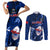 Custom Samoa Rugby Couples Matching Short Sleeve Bodycon Dress and Long Sleeve Button Shirts Manu Samoa Ula Fala Dabbing Ball Polynesian Blue Version LT14 Blue - Polynesian Pride