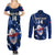 Custom Samoa Rugby Couples Matching Summer Maxi Dress and Long Sleeve Button Shirts Manu Samoa Ula Fala Dabbing Ball Polynesian Blue Version LT14 - Polynesian Pride