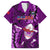 Samoa Rugby Family Matching Off Shoulder Long Sleeve Dress and Hawaiian Shirt Manu Samoa Ula Fala Dabbing Ball Polynesian Purple Version LT14 - Polynesian Pride