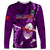 Samoa Rugby Long Sleeve Shirt Manu Samoa Ula Fala Dabbing Ball Polynesian Purple Version LT14 Unisex Purple - Polynesian Pride