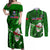 Samoa Rugby Couples Matching Off Shoulder Maxi Dress and Long Sleeve Button Shirts Manu Samoa Ula Fala Dabbing Ball Polynesian Green Version LT14 Green - Polynesian Pride