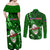 Samoa Rugby Couples Matching Off Shoulder Maxi Dress and Long Sleeve Button Shirts Manu Samoa Ula Fala Dabbing Ball Polynesian Green Version LT14 - Polynesian Pride