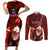 Samoa Rugby Couples Matching Short Sleeve Bodycon Dress and Long Sleeve Button Shirts Manu Samoa Ula Fala Dabbing Ball Polynesian Red Version LT14 Red - Polynesian Pride